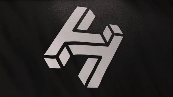 Handdruk Hns Muntpictogram Logo Zwarte Vlag Banner Achtergrond Concept Illustratie — Stockfoto