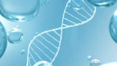 Mavi renkli animasyonda DNA sarmalı