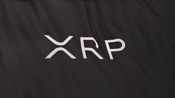 Logo Ikon Xrp Ripple Coin Pada Latar Bendera Hitam Konsep — Stok Video