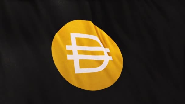 Siyah Bayrak Arka Planında Dai Multi Coin Simgesi Logosu Boyutlu — Stok video