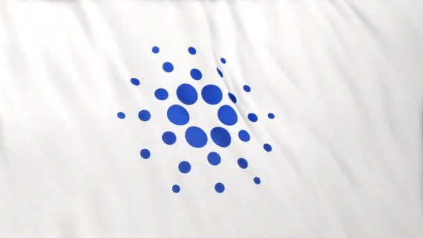 Logo Ikon Ada Cardano Coin Pada Latar Bendera Putih Konsep — Stok Video
