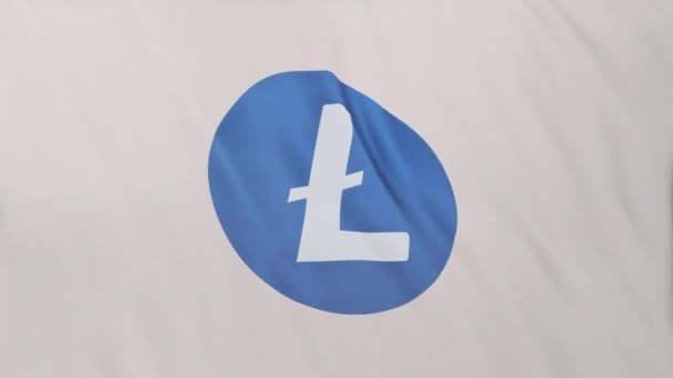 Logo Ikon Ltc Litecoin Coin Pada Latar Bendera Putih Konsep — Stok Video