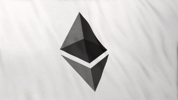 Logo Icône Eth Ethereum Sur Fond Bannière Drapeau Blanc Concept — Video