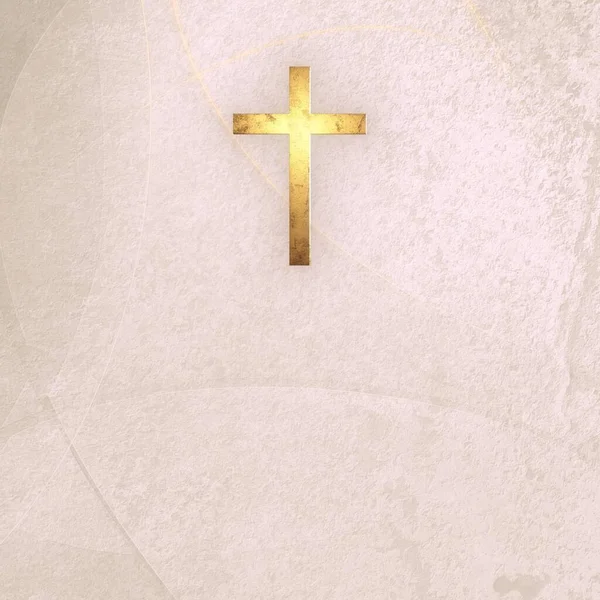 クリスチャン クロス コピースペース オンライン礼拝のための3Dイラスト モーニングタイムとすべての魂の日のコンセプト ミサと悲しみ — ストック写真