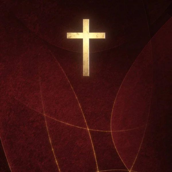 Christian Cross Kopieerruimte Illustratie Voor Online Aanbidding Live Stream Kerk — Stockfoto
