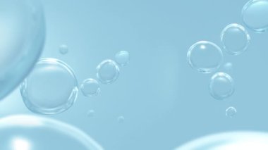 Fışkırtıcı köpük ve temiz kozmetik hijyen ya da yenilenebilir enerji. Stüdyo çekimlerinde suyun altında şeffaf mavi gaz kabarcıkları tam kare makro seçici odaklı bulanık animasyon ile yakın çekim