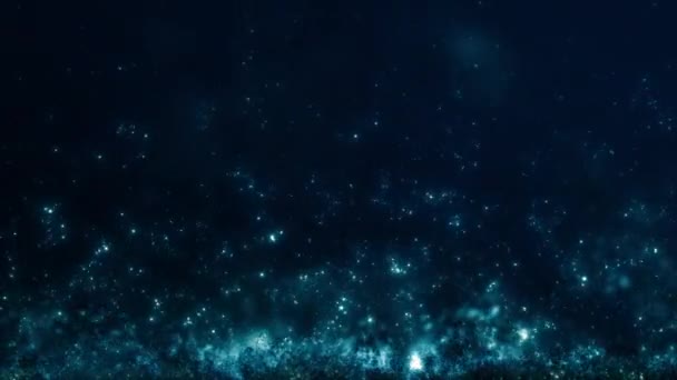 Abstracto Ambiente Remolino Luminoso Azul Partículas Animación Relajante Concepto Fondo — Vídeos de Stock
