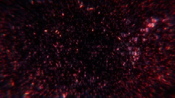Красный Желтый Зацикленный Абстрактный Психоделический Цифровой Код Киберпространства Концепция Анимации — стоковое видео