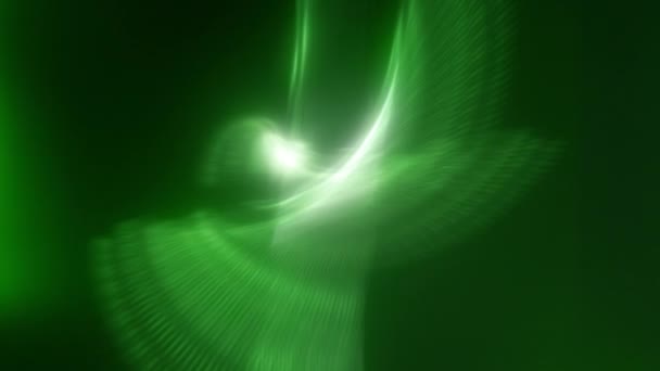Sciame Astratto Particelle Stellari Galleggiamento Liquido Verde Eleganti Luci Cosmiche — Video Stock