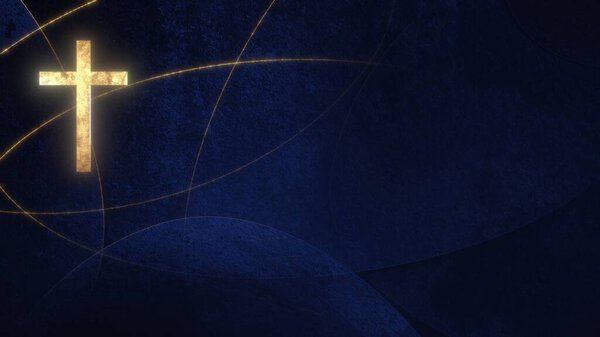 Christian Cross on copy space. 3D illustration for online worship live stream church sermon on Mourning Time and All Souls Day concept of requiem Mass and sorrow.  