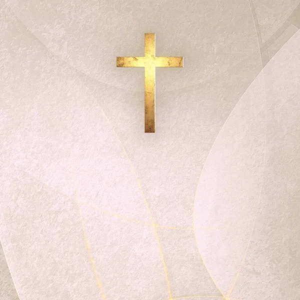 Christian Cross Espaço Cópia Ilustração Para Adoração Online Transmissão Vivo — Fotografia de Stock