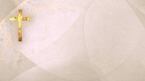 Christian Cross on copy space. 3D illustration for online worship live stream church sermon on Mourning Time and All Souls Day concept of requiem Mass and sorrow.  