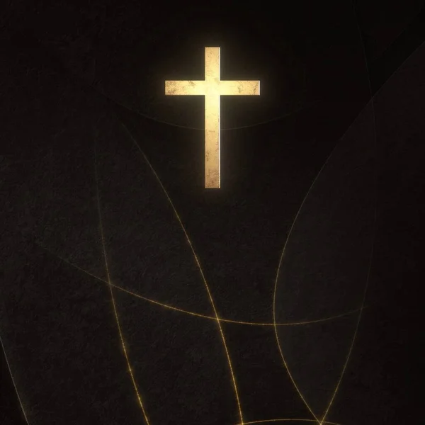 공간에 기독교 십자가 온라인 라이브 스트림 설교에 시간과 영혼의 Requiem — 스톡 사진