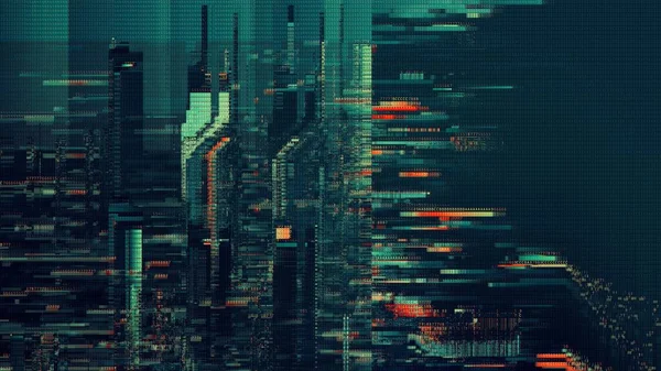 Blau Gelb Geloopte Abstrakte Psychedelische Digitale Cyberspace Codes Konzept Banner — Stockfoto