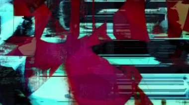 İltica eden HUD arayüzü soyut dijital kodlu 3d animasyon. Bilgisayar arızası kavramını, uzaylı iletişiminin şifreleme şifresi ve parçalarıyla örtüşen siber punk bilgisayar erimesi olarak algıla