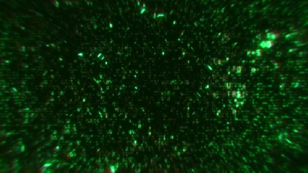 Зелено Жовта Петля Абстрактний Психоделічний Цифровий Код Кіберпростору Концепція Анімаційного — стокове відео