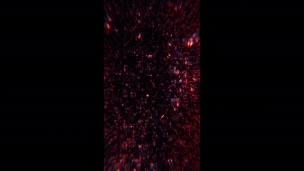 超音波抽象的な赤いデジタルコードサイバーグリッチバック3Dアニメーション サイケデリックスタイリッシュな人工知能バックプレート ブロックグラフィックスとコンピュータハックを描いたコード断片 — ストック動画