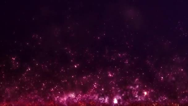 紫色の液体バオヤシ星粒子の抽象的な群れ エレガントなお祝いの宇宙ライト3Dイラストの背景 垂直魔法の休日バックドロップとツインクルーリング妖精の塵の遅い動きの壁紙 — ストック動画