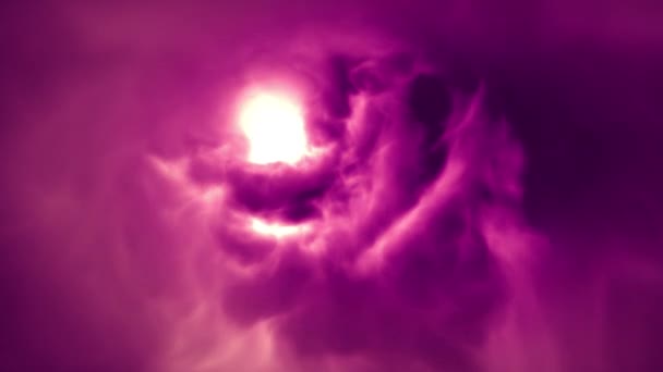 Túnel Nubes Gigantes Rosas Abstractas Ensueño Etéreo Infinita Nebulosa Mágica — Vídeos de Stock