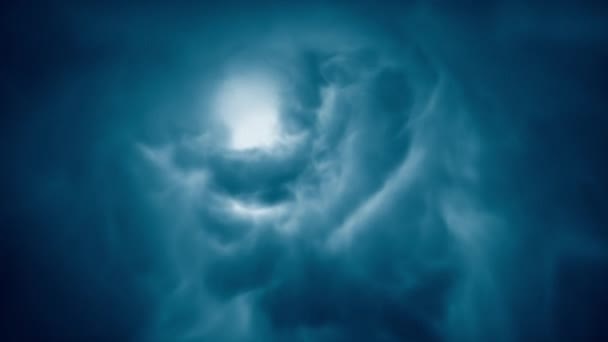 Eterisk Drömlik Abstrakt Gigantisk Blå Molntunnel Oändlig Magisk Nebulosa Virvla — Stockvideo