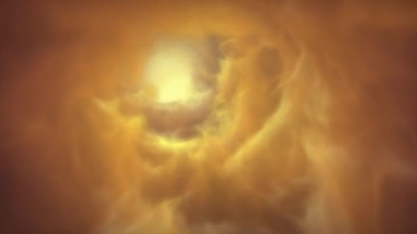 Ätherische Traumhaft Abstrakte Riesige Gelbe Wolken Unendliche Magische Nebel Wirbeln — Stockvideo