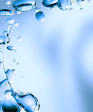 Pure effervescent vitality cosmetic refreshing hygiene or hydrogen blue energy studio shot of transparent carbonated blue gas bubbles underwater in full-frame macro close up with selective focus blur clipart