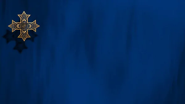 青色のコピースペースのリトルグランドクリスチャン十字架 オンライン礼拝のための3Dイラスト モーニングタイムとオールソウルズデーのライブストリーム教会説教 要求ミサと悲しみの概念 — ストック写真
