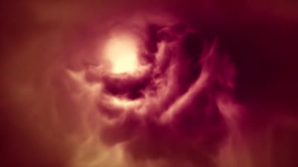 イーサリアルな夢のような抽象的な巨大な赤い雲のトンネル 無限の魔法の星雲が渦を渦巻くファンタジー 現代のスピリチュアリティ催眠 不安の集中に関する3Dアニメーション — ストック動画