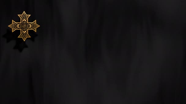金色のキリスト教のロシア正教十字架とリトルガリックのベルベット 礼拝のための3Dアニメーション背景 ライブストリーム教会説教 主の十字架のためのコンセプト レント 偉大で聖木曜日 — ストック動画