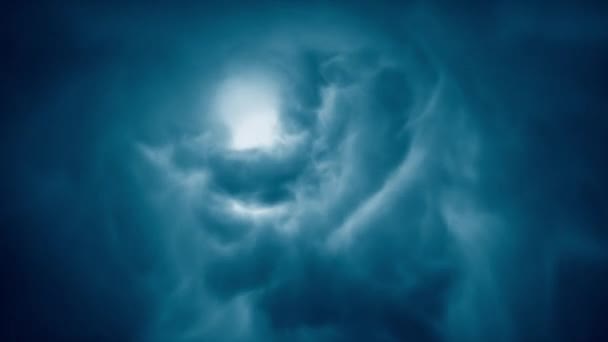 イーサリアルな夢のような抽象的な巨大な青い雲のトンネル 無限の魔法の星雲が渦を渦巻くファンタジー 現代のスピリチュアリティ催眠 不安の集中に関する3Dアニメーション — ストック動画