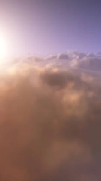 Terbang Tinggi Atas Awan Selama Matahari Malam Aspirasi Vertikal Atau — Stok Foto