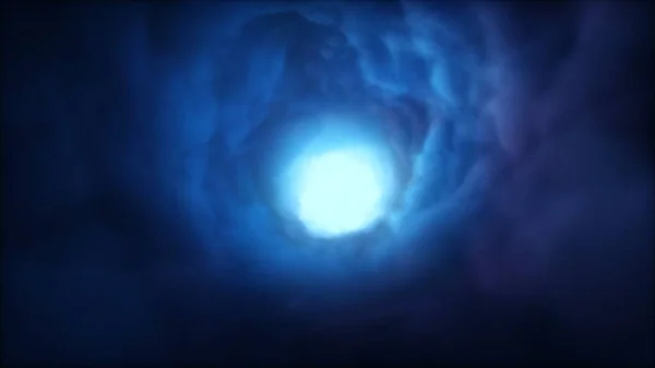 Epikus Paranormális Kék Absztrakt Örvénylő Felhő Alagút Koncepció Illusztráció Turbulencia — Stock Fotó