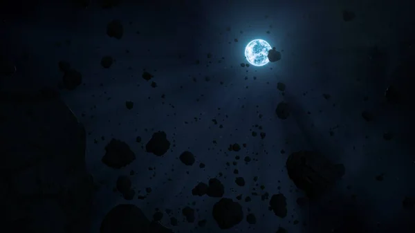 난쟁이 Sirius 무자비한 소행성 나타납니다 연소와 초신성 바람에 무거운 파편의 — 스톡 사진