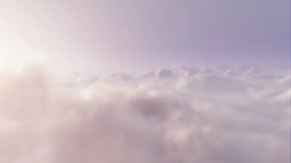 Terbang Tinggi Atas Awan Mendung Putih Dan Matahari Salin Ruang — Stok Foto