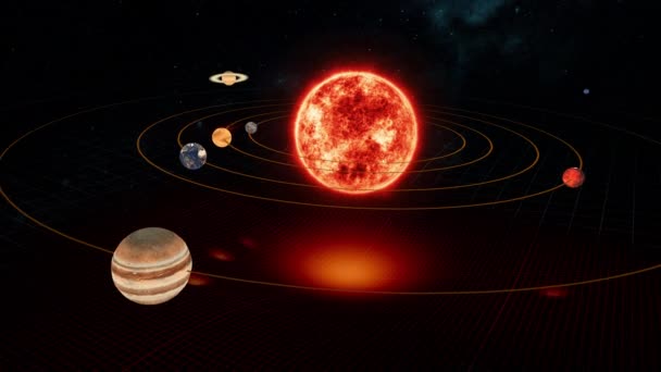 Gravity Wireframe Simulation Cosmos Theory Relativity Solar System Animation Gravity — Stock Video