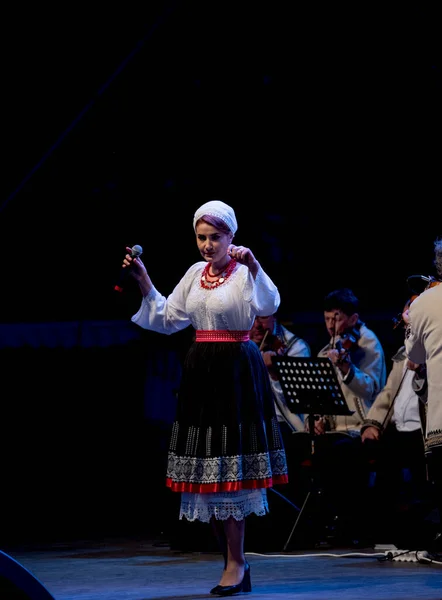 Targu Jiu Roumanie Mai 2018 Artistes Costume Folklorique Mededinti Aux — Photo
