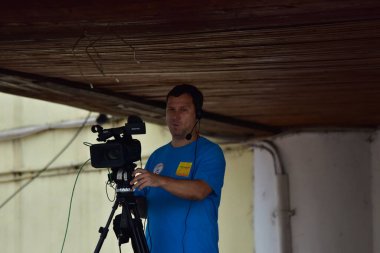 TARGU JIU, ROMANIA, AUGUST04.2018, TARGU JIU Şehir Günleri 'nde gösteri basketbol oyunu, akreditasyon gerektirmeyen kamusal etkinlik.