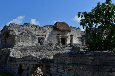 The Mayan citadel of Tulum on Caribbean SeaTulum was built to be a harbor fortress, on ocean cliffs, providing protection from the East and a limestone wall surrounding rest of city on three sides