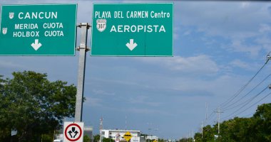Old pavilion, terraces,traditional buildings,tropical plants in Riviera Maya, a Mexican paradise famous for its tourist base with luxury hotels and restaurants.