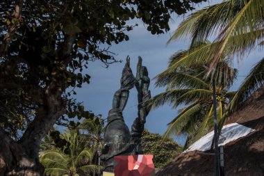 Old pavilion, terraces,traditional buildings,tropical plants in Riviera Maya, a Mexican paradise famous for its tourist base with luxury hotels and restaurants.