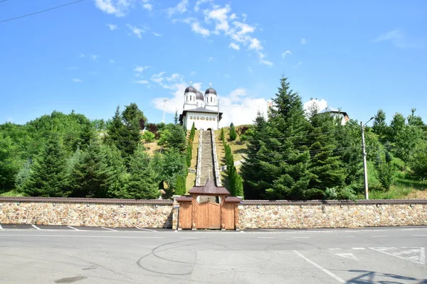 stock image The wall church in city of Novaci,is an Orthodox Christian church built in interwar period on a hill in the center of the city of Novaci,dedicated to Saint John the Baptist