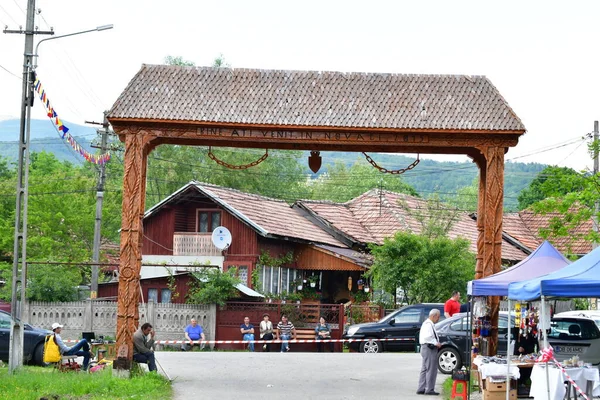 Maramures Romania May20 2019Maramures Gate Bygget Egetræ Generelt Mindst Tre - Stock-foto