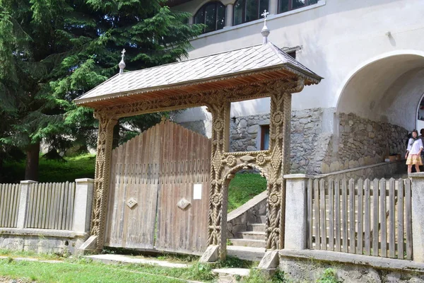Porta Maramures Costruita Legno Quercia Generalmente Almeno Tre Pilastri Scolpiti — Foto Stock