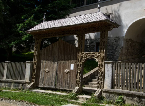 Maramures Gate Built Oak Wood Generally Least Three Pillars Carved — Stock Photo, Image