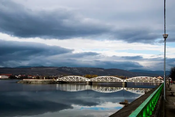 stock image Jiu Bridge or Ferdinand Bridge,  iron bridge over Jiu inaugurated in July 1897.On October 17,1916,citizens of TrguJiu held back enemy soldiers who wanted to occupy city