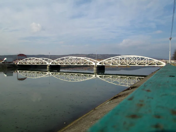 Puente Jiu Puente Fernando Puente Hierro Sobre Jiu Inaugurado Julio — Foto de Stock