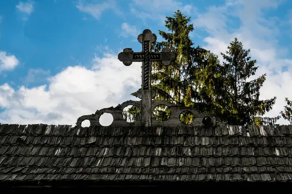 Дерев Яний Хрест Православним Символом Смерті Воскресіння Будучи Одним Найважливіших — стокове фото
