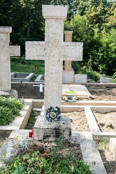 Marmorkorset Begravelsesmonument Ortodokst Symbol Død Opstandelse Som Vigtigste Symboler Kristendommen - Stock-foto