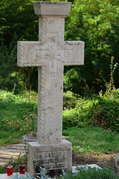 Croix Marbre Est Monument Funéraire Symbole Orthodoxe Mort Résurrection Étant — Photo