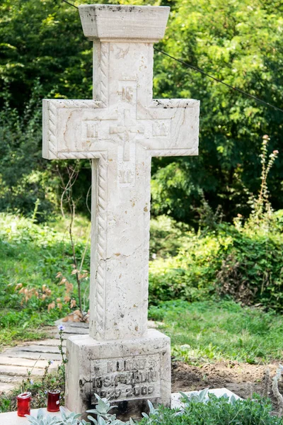 Croce Marmo Monumento Funerario Simbolo Ortodosso Morte Risurrezione Essendo Uno — Foto Stock